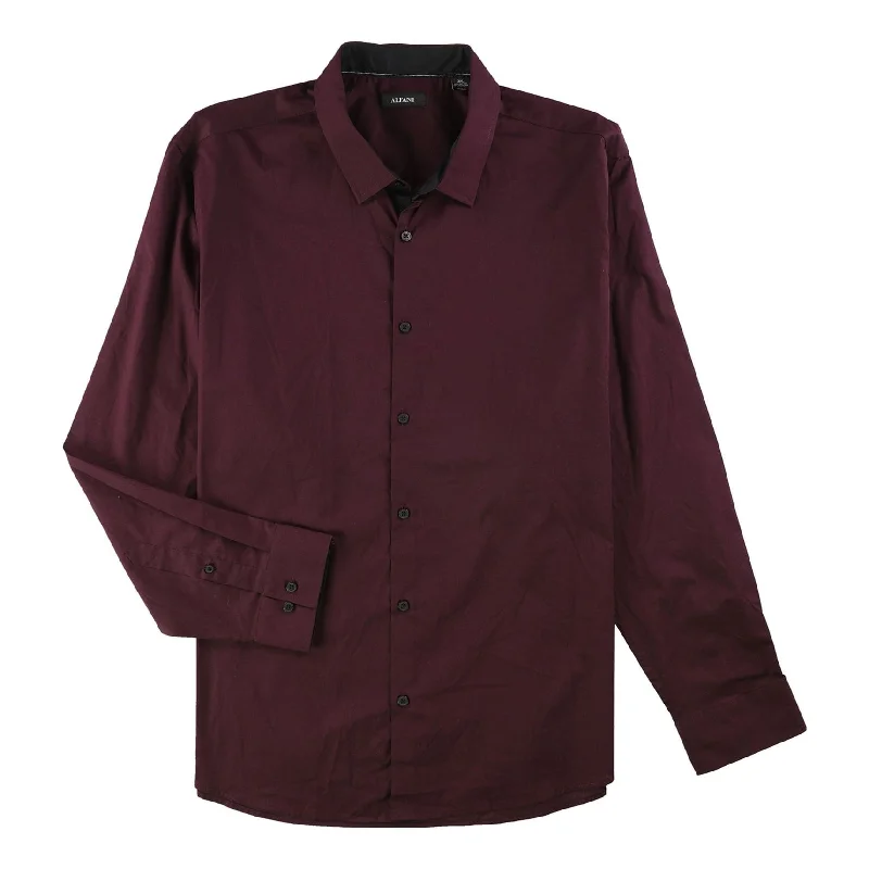 Alfani Mens Long Sleeve Button Up Shirt, Purple, Large