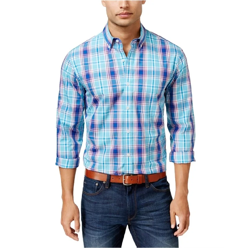 Club Room Mens Plaid Ls Button Up Shirt