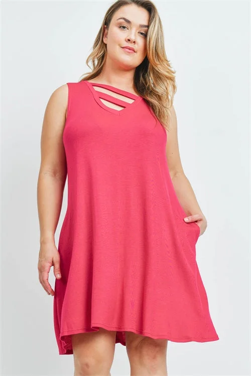 Magenta Pink Plus Size Tunic Dress