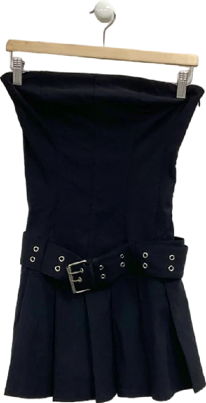 Bershka Black Strapless Belted Dress UK M