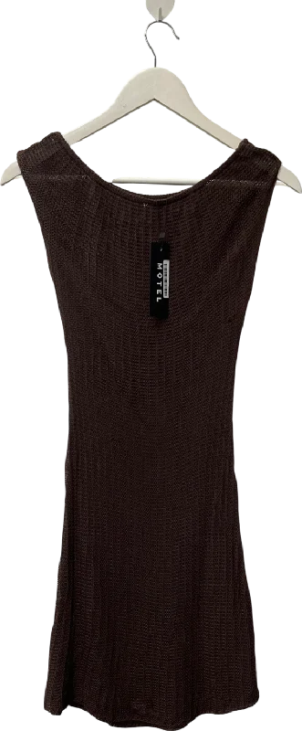 Motelrocks Brown Susannah Dress In Wide Rib Knit UK S